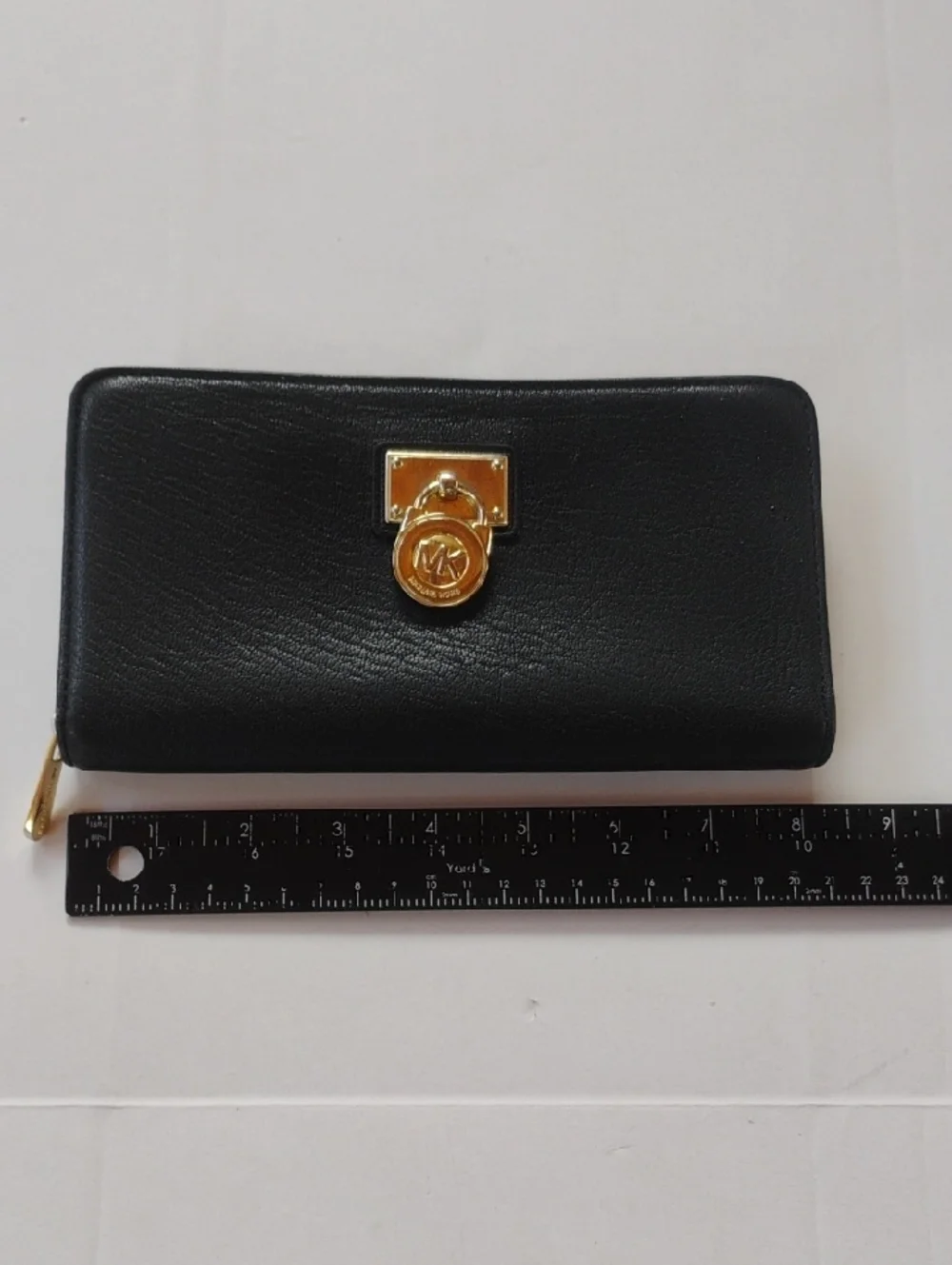Michael Kors Black Wallet with Gold MK Medallion